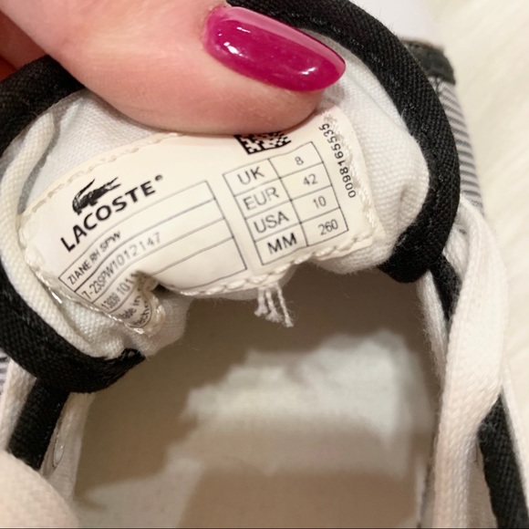 SOLD-Lacoste Pinstripe Canvas Lace Up Sneakers - Picture 8 of 8